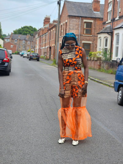 ADUNBI AFRICAN PRINT JUMPSUIT (ORANGE)