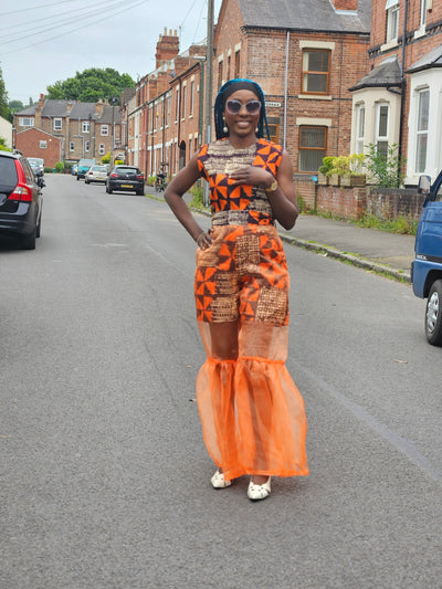 ADUNBI AFRICAN PRINT JUMPSUIT (ORANGE)