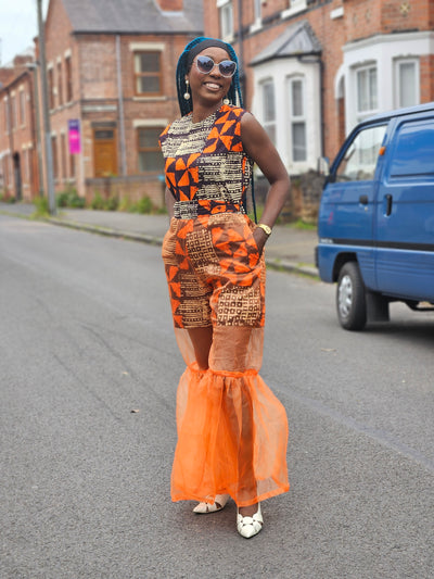 ADUNBI AFRICAN PRINT JUMPSUIT (ORANGE)