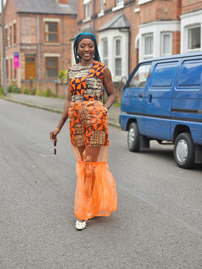 ADUNBI AFRICAN PRINT JUMPSUIT (ORANGE)