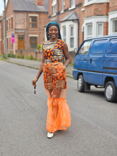 ADUNBI AFRICAN PRINT JUMPSUIT (ORANGE)