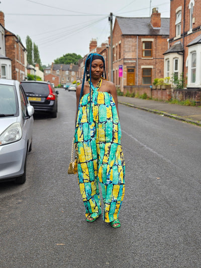 EZINNE AFRICAN PRINT JUMPSUIT (GREEN & YELLOW)