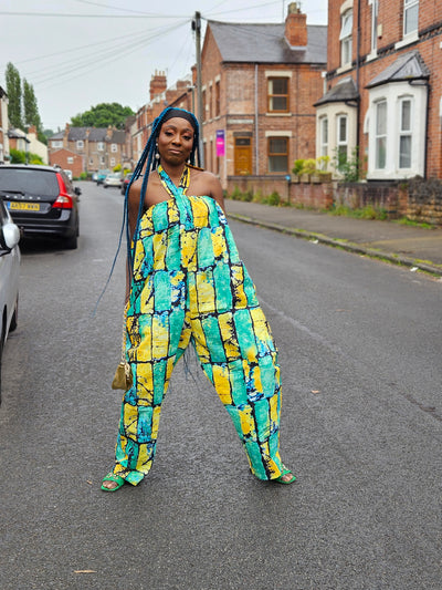 EZINNE AFRICAN PRINT JUMPSUIT (GREEN & YELLOW)