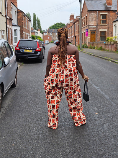 EZINNE AFRICAN PRINT JUMPSUIT (ORANGE & CREAM)