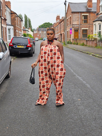 EZINNE AFRICAN PRINT JUMPSUIT (ORANGE & CREAM)