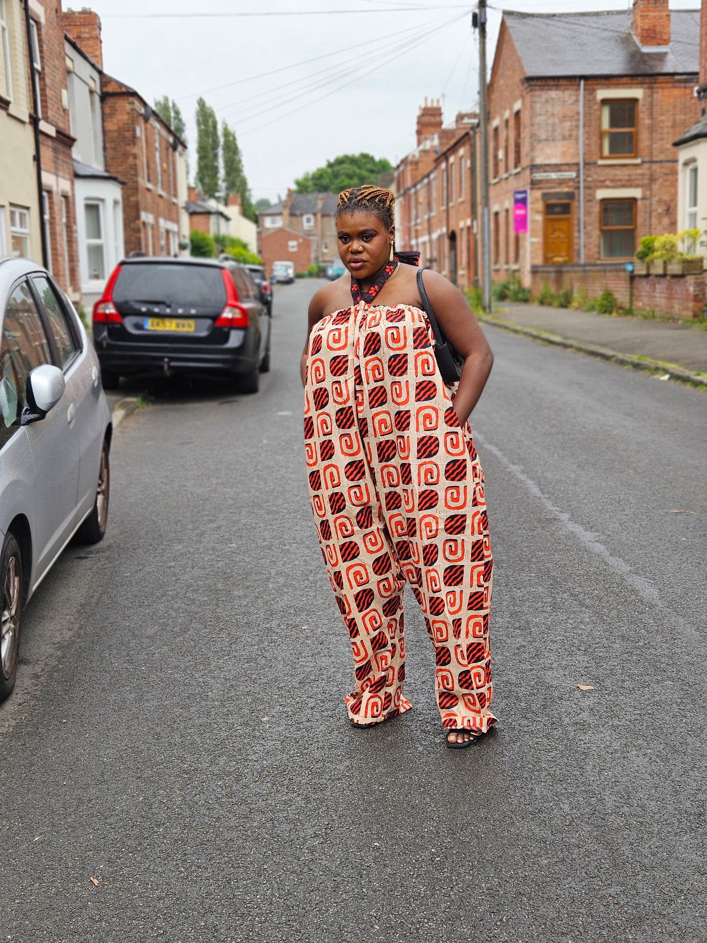 EZINNE AFRICAN PRINT JUMPSUIT (ORANGE & CREAM)