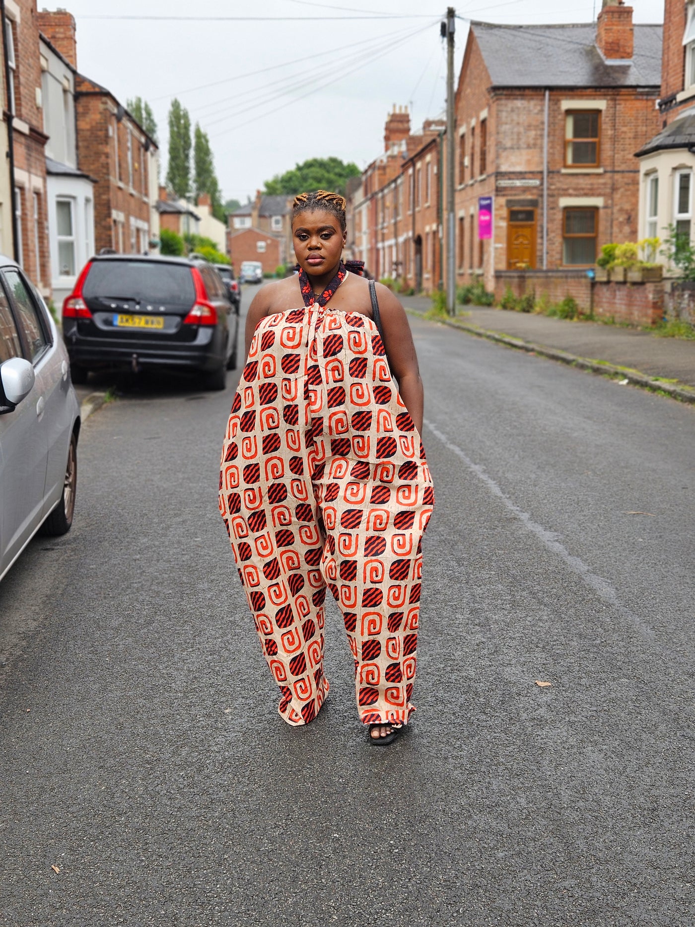 EZINNE AFRICAN PRINT JUMPSUIT (ORANGE & CREAM)