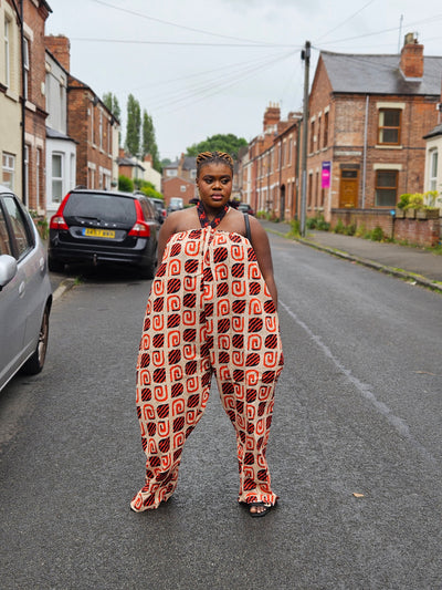 EZINNE AFRICAN PRINT JUMPSUIT (ORANGE & CREAM)