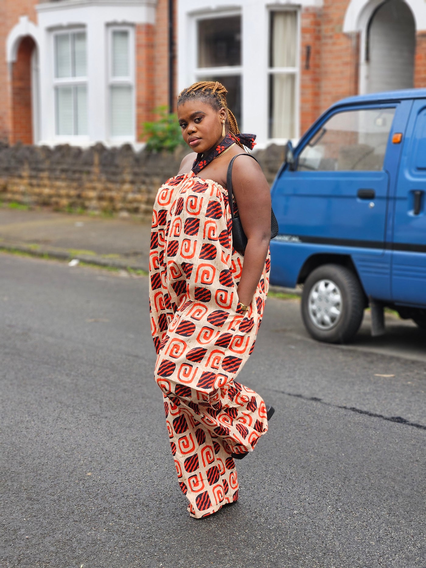 EZINNE AFRICAN PRINT JUMPSUIT (ORANGE & CREAM)