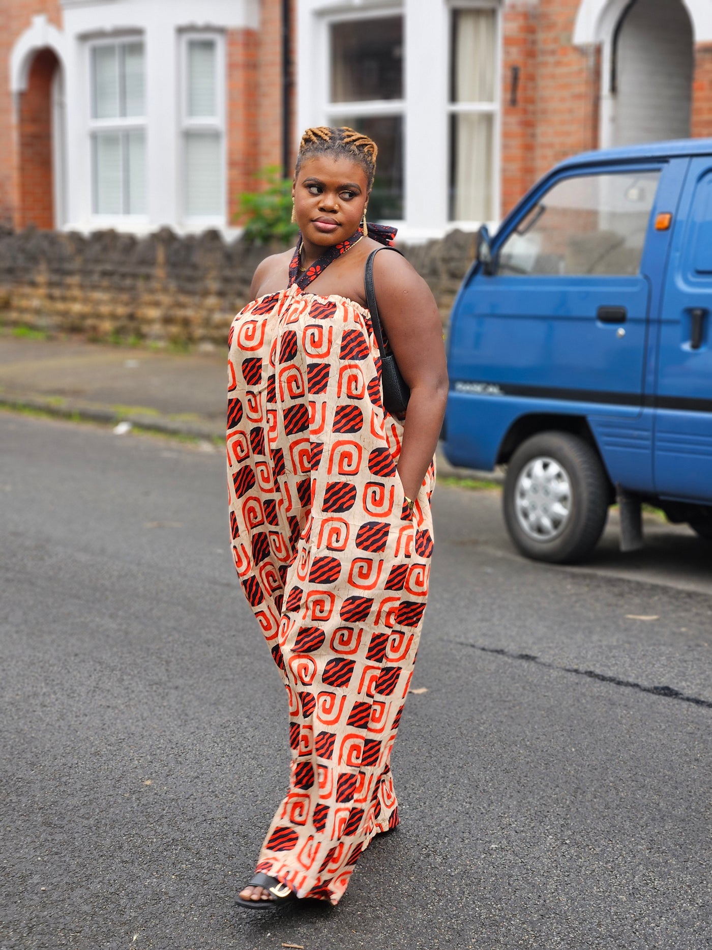 EZINNE AFRICAN PRINT JUMPSUIT (ORANGE & CREAM)