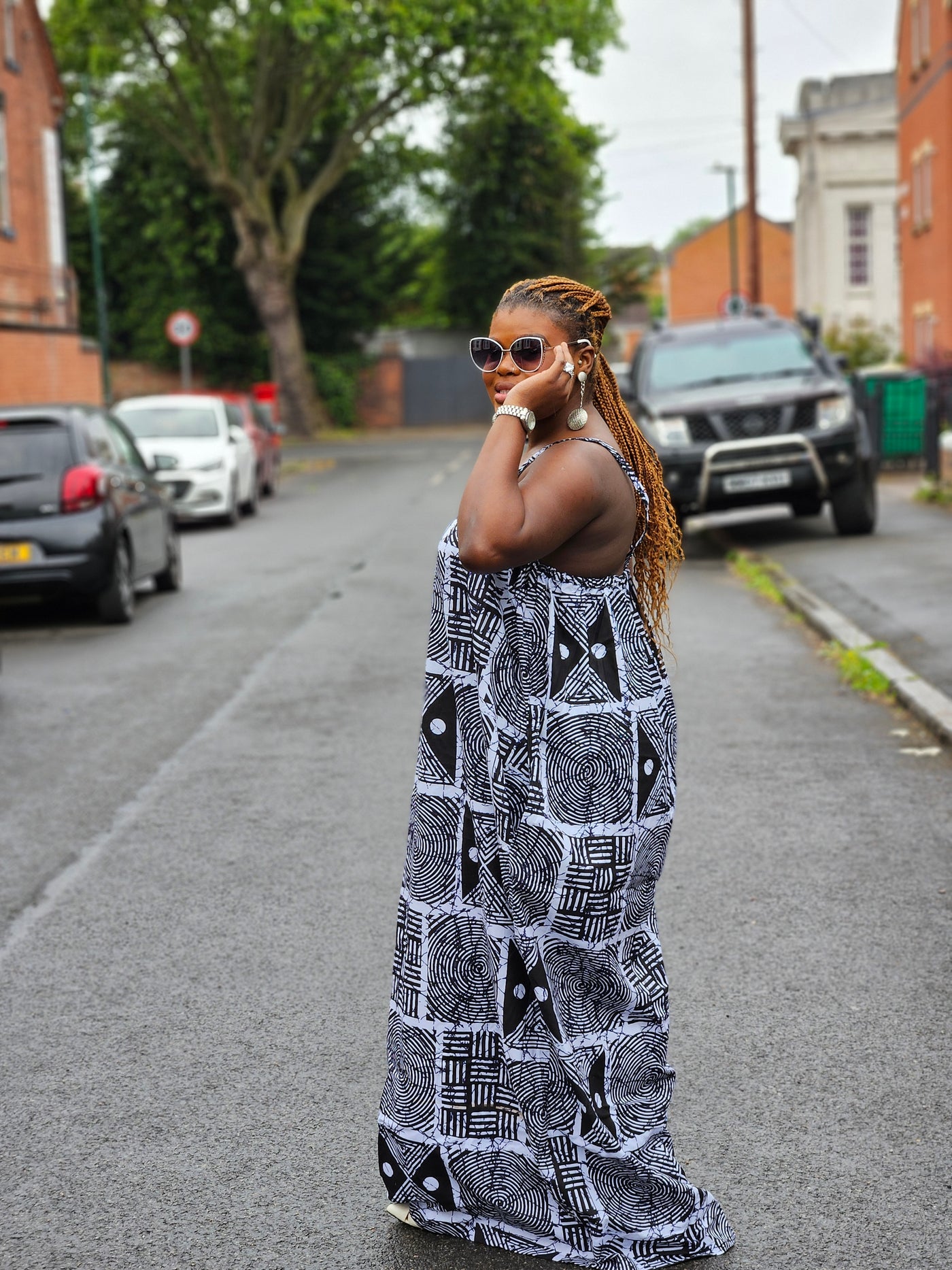 UGOMMA AFRICAN PRINT SUMMER MAXI DRESS (BLACK & WHITE)