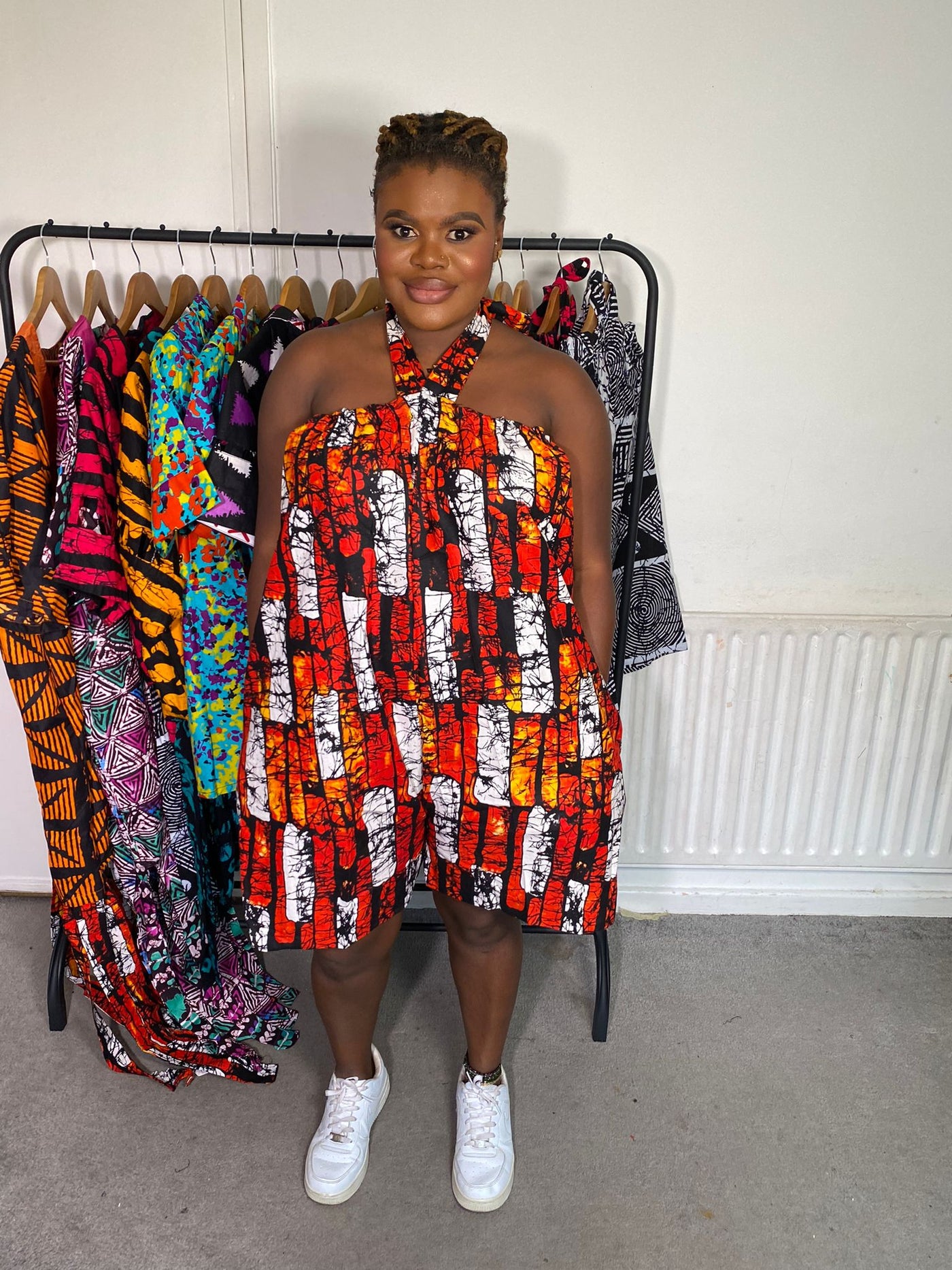 IKE AFRICAN PRINT PLAYSUIT (RED)