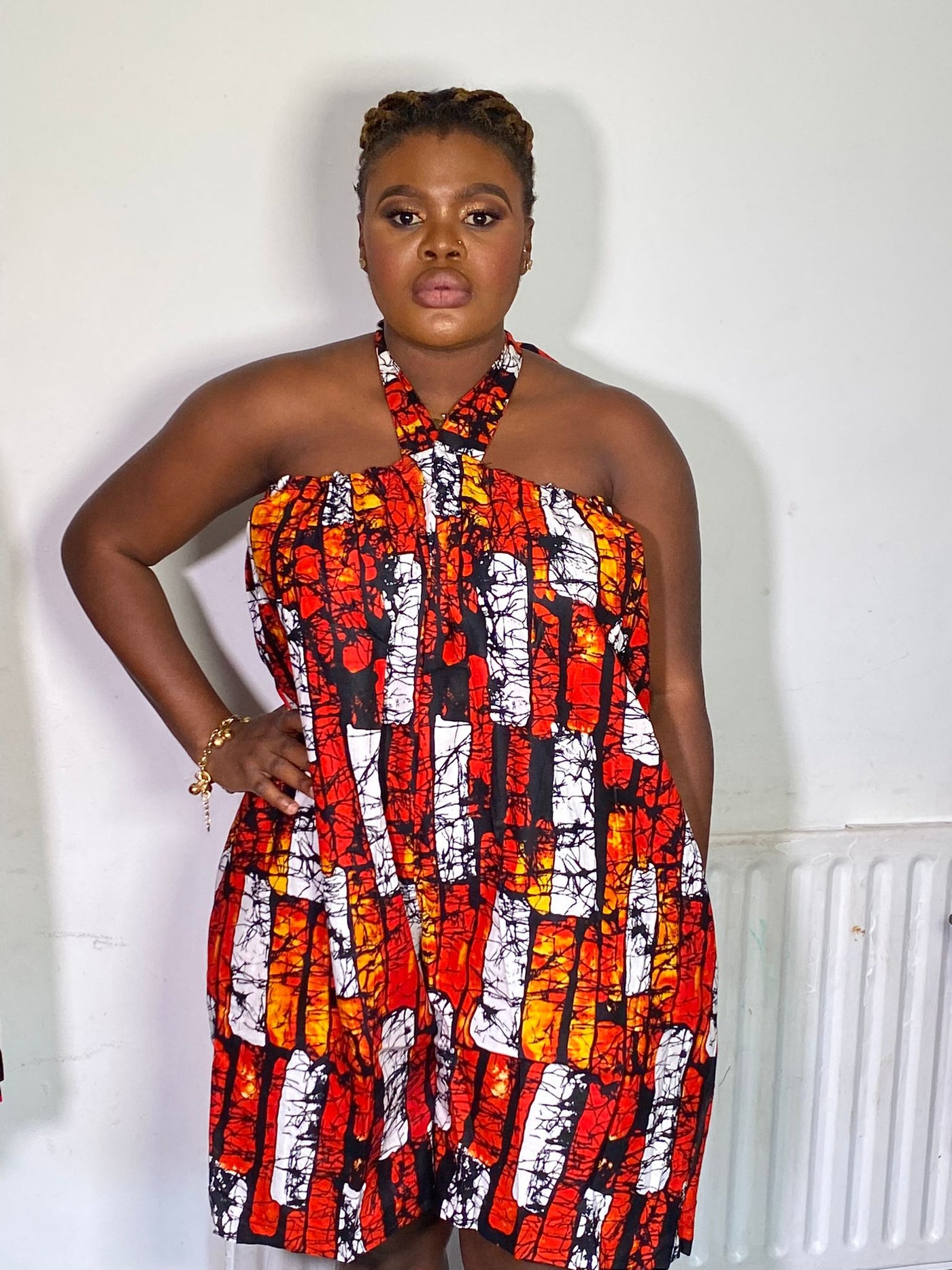 IKE AFRICAN PRINT PLAYSUIT (RED)