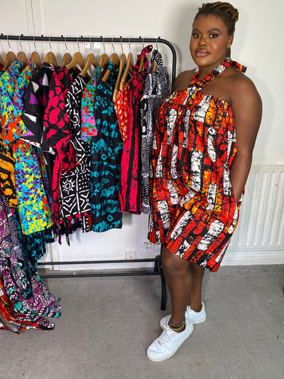 IKE AFRICAN PRINT PLAYSUIT (RED)